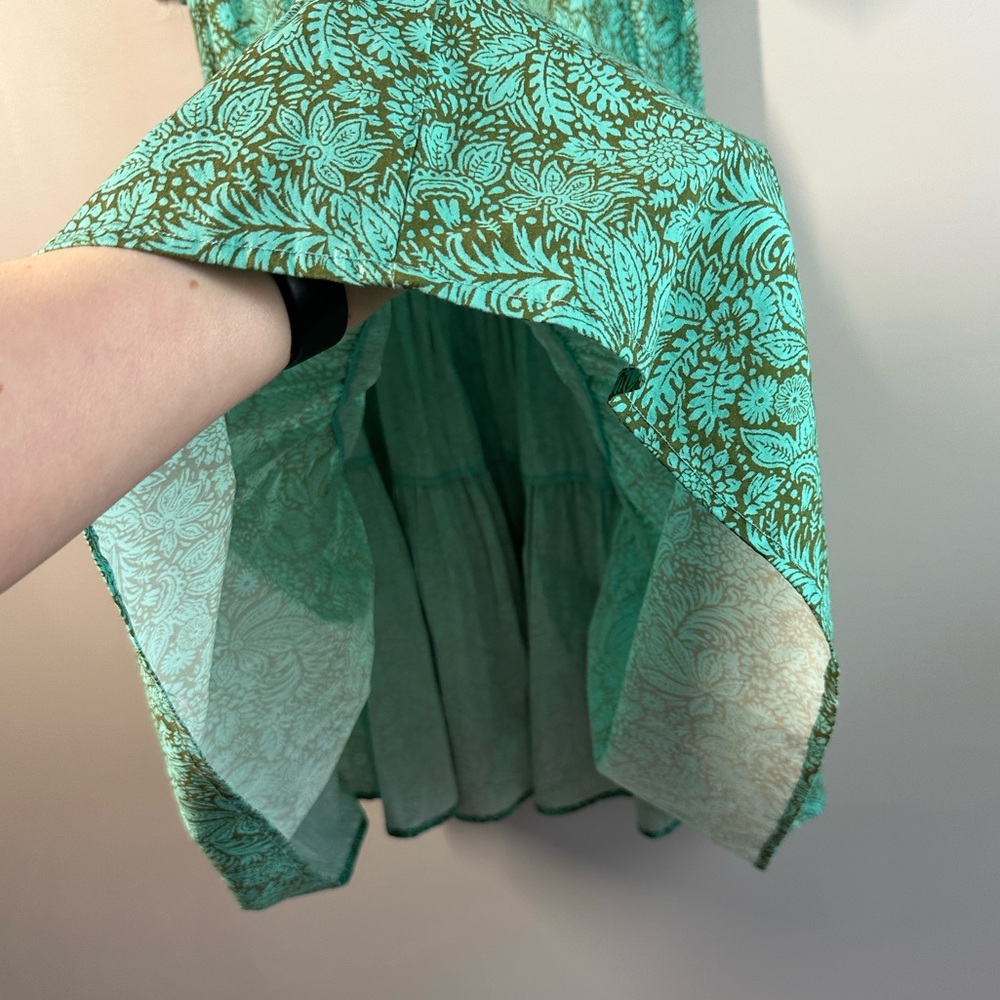 Sundance Liora Summer A-line Popover Tiered Ruffle Green Cotton Dress Size M - Picture 11 of 13